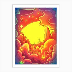 A Vibrant Moonrise Art Print