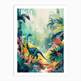 Dinosaur In The Tropical Landscape Painting 2 Art Print