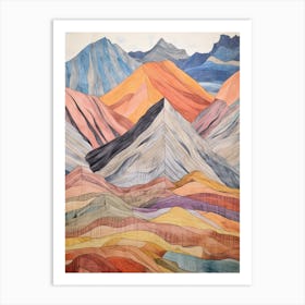 Ben Wyvis Scotland Colourful Mountain Illustration Art Print