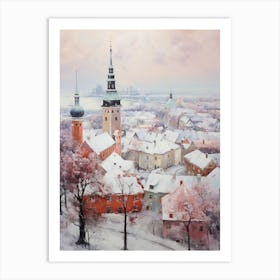 Dreamy Winter Painting Tallinn Estonia 1 Art Print