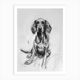 Bluetick Hound Dog Charcoal Line 2 Art Print