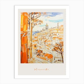 Marseille France Orange Drawing Poster Art Print