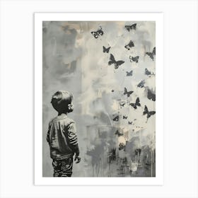 The Boy With Butterflies Art Print