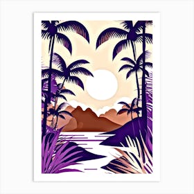 Tropical Landscape With Palm Trees Art Print