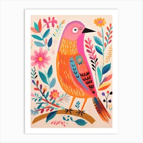 Pink Scandi Bird 3 Art Print