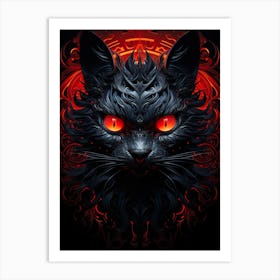Black Cat With Red Eyes Art Print