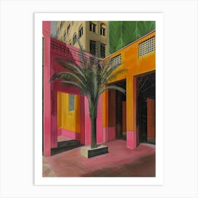 Palm Tree In The Courtyard Art Print