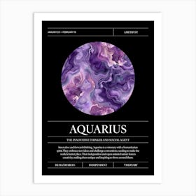 Amethyst Crystal Gem, Aquarius Zodiac Sign Art Print