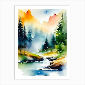 Watercolor Landscape Painting 7 Art Print