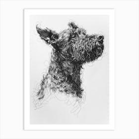 Furry Short Haired Dog Line Sketch 2 Art Print