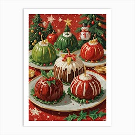 Christmas Puddings Art Print