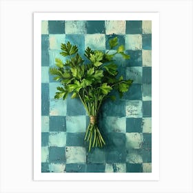 Herbs Blue Checkerboard 2 Art Print