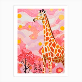 Pink Dotwork Giraffe 3 Art Print