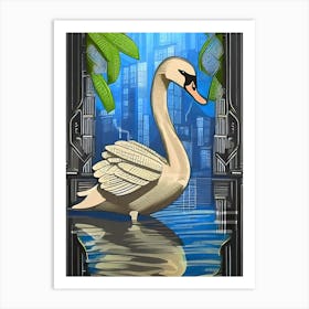 Swan between houses Art Print