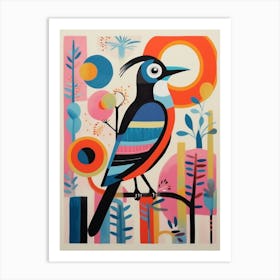 Colourful Scandi Bird Magpie 3 Art Print