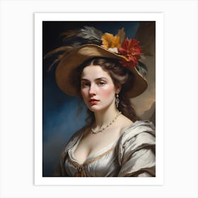 Elegant Classic Woman Portrait Painting (21) Art Print
