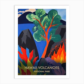 Hawaii Volcanoes National Park Travel Poster Matisse Style 3 Art Print