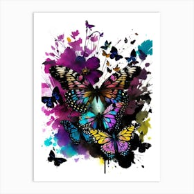 Butterflies On A White Background 1 Art Print