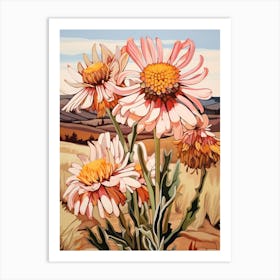 Gaillardia 3 Flower Painting Art Print