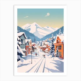 Vintage Winter Travel Illustration Whistler Canada 1 Art Print