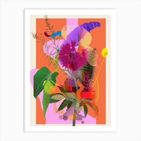 Celosia 1 Neon Flower Collage Art Print