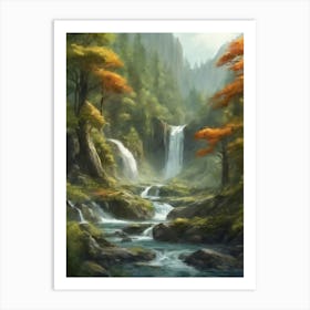 Waterfall In The Forest Art Print