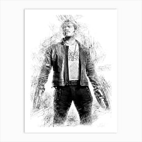 Star Lord Marvel Peter Quill Sketch Art Print