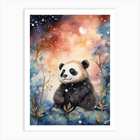 Panda Art Stargazing Watercolour 2 Art Print