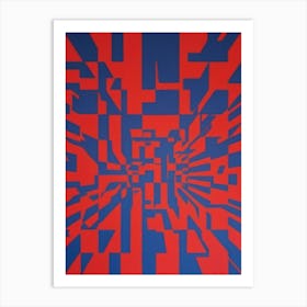 Red and blue abstract swirls Art Print