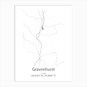 Gravenhurst,Canada Minimalist Map Art Print