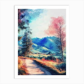 Watercolor Landscape Painting Art Print