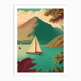 Lake Atitlán Guatemala Vintage Sketch Tropical Destination Art Print