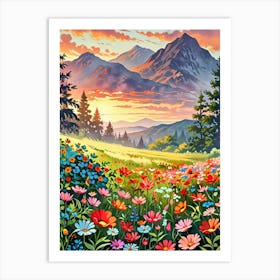 Wildflowers At Sunset 5 Art Print