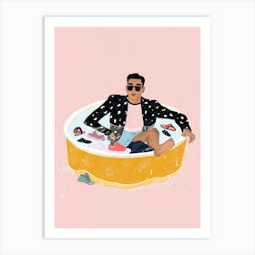 Man In A Bathtub Art Print