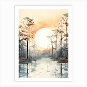 Watercolour Painting Of Congaree National Park   South Carolina Usa 0 Art Print