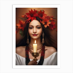 Lady Holding A Candle Art Print