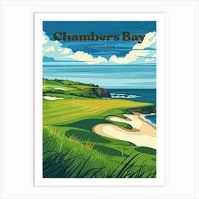 Chambers Bay Golf Course Pga Tournament Digital Travel Illustration Art Print