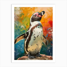 Galapagos Penguin Volunteer Point Colour Block Painting 1 Art Print