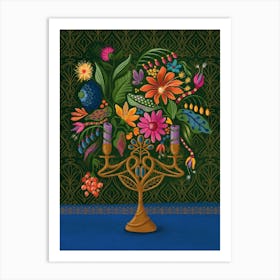 floral candlestick green Art Print