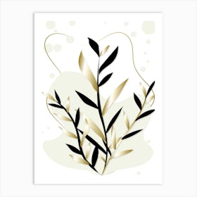 Black and Gold Botanical Art Print