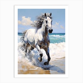 A Horse Oil Painting In Maui Beaches Hawaii, Usa, Portrait 4 Art Print