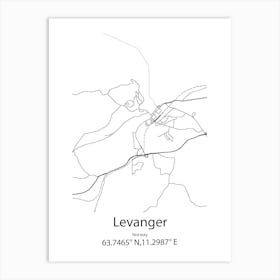 Levanger,Norway Minimalist Map Art Print