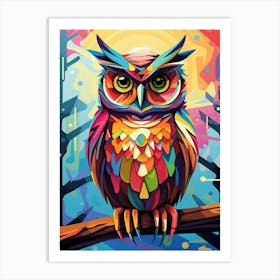Owl Abstract Pop Art 3 Art Print