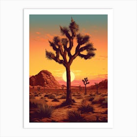  Retro Illustration Of A Joshua Tree At Sunrise 3 Art Print