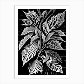 Madder Leaf Linocut 2 Art Print