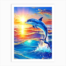 Dolphin Jumping In The Ocean Art Print