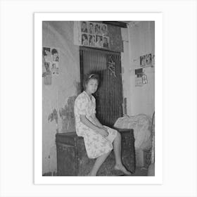 Mexican Girl Sitting In Front Of Bedspring Which Formed Partition Between The Family S Living Quarters And Those Of A Art Print