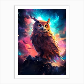 Owl In Space Art Print