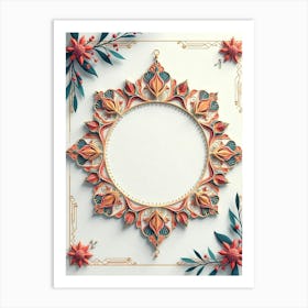 Floral Frame 3d Illustration Art Print