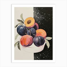 Art Deco Plums & Nectarines Art Print